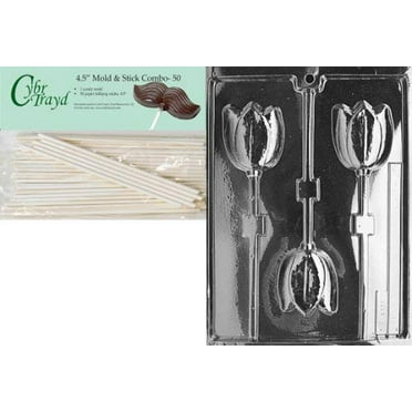 Cybrtrayd Cap and Ball Lolly Sports Chocolate Candy Mold with 25 4.5-Inch Lollipop Sticks and Chocolatiers Guide Cybrtrayd Cap and Ball Lolly Sports Chocolate Candy Mold with 25 4.5-Inch Lollipop Sticks and Chocolatiers Guide